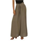 Dadaria Wide Leg Pants for Women Petite Length Solid Button with Pocket Elastic Waist Long Pants Army Green S Female