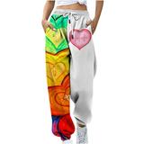 Dadaria Sweatpants Women Pack Printing with Pocket Elastic Waist Trousers Long Straight Pants Sweatpants Multicolor XL Female