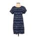 Old Navy Casual Dress - Shift Crew Neck Short sleeves: Blue Chevron Dresses - Women's Size X-Small