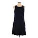 Ann Taylor LOFT Casual Dress - A-Line Crew Neck Sleeveless: Blue Print Dresses - Women's Size Small
