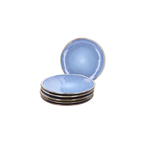 6er Set Dessert-/Kuchenteller 22cm Santorini reactive glaze blau – 24301848