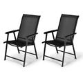 Costway Set of 2 Outdoor Patio Folding Chair with Ergonomic Armrests-Black