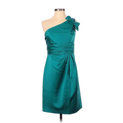 David's Bridal Cocktail Dress - Party Open Neckline Sleeveless: Teal Solid Dresses - Women's Size 4