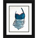 OnRei 15x18 Black Ornate Wood Framed with Double Matting Museum Art Print Titled - Vintage Swimsuit One