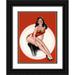 Driben Peter 12x14 Black Ornate Wood Framed with Double Matting Museum Art Print Titled - Mid-Century Pin-Ups - Eyeful Magazine - Brunette in a Red Bathing suit