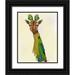 Fab Funky 20x24 Black Ornate Wood Framed with Double Matting Museum Art Print Titled - Giraffe and Scarves