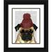 Fab Funky 20x24 Black Ornate Wood Framed with Double Matting Museum Art Print Titled - Snug Pug