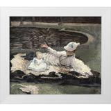 Tissot James 17x15 White Modern Wood Framed Museum Art Print Titled - Mrs. Newton with a Child by a Pool