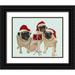 Fab Funky 14x12 Black Ornate Wood Framed with Double Matting Museum Art Print Titled - Christmas Pug Trio Carolling