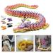 3D Printed Articulated Dragon Relief Anti Anxiety Dragon Realistic 3D Printed Dragon Rotatable Joints Dragon Model Figurines Stress Relief Toys for Teens Adults Home Decorations Gradient Rainbow