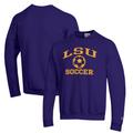 Men's Champion Purple LSU Tigers Soccer Icon Powerblend Pullover Sweatshirt