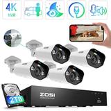 4K PoE Security Camera System with AI Detection ZOSI 8MP Outdoor Spotlight Security Camera with Two-Way Audio 8CH 8MP NVR with 2TB HDD for 24/7 Recording Color Night Vision Home Business Security