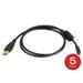 Monoprice USB-A to Micro B 2.0 Cable - 3 Feet - Black (5-Pack) 5-Pin 28/24AWG Gold Plated Connectors