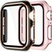 Compatible with Apple Watch Case 44mm 42mm 40mm 38mm with Screen Protector for Women Men Hard PC Protective Bumper Face Cover for iWatch SE Series 6/5/4/3/2/1 (Black/Pink 42mm)