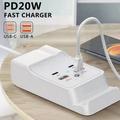 USB Charging Station 2 USB C & 2 USB A Desktop Charging Station for Multiple Devices Compatible with Smart Phones Speaker Power Bank and More