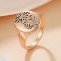 Free People Jewelry | Etched Stamped Gold Chunky Engraved Retro Mcm Dandelion Wildflower Signet Ring | Color: Gold | Size: 8