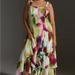 Anthropologie Dresses | New By Anthropologie Tiered Maxi Dress Watercolor Motif Size 24w $220 Nwt | Color: Green/Pink | Size: 24w