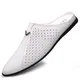 Mocassins d'été en cuir pour hommes chaussures de conduite mules tennis blanc 2022