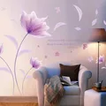 Autocollant mural romantique de fleurs violettes pour la décoration intérieure décalcomanies d'art