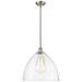 Bristol Glass 16" Brushed Satin Nickel Pendant With Seedy Shade