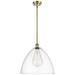 Bristol Glass 16" Antique Brass LED Pendant With Clear Shade