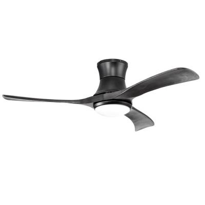 Costway 52 Inch Flush Mount Ceiling Fan with LED Light-Black