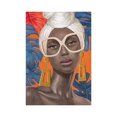 La Casa »Lady mit Brille und Ohrringen« Ölbild handbemalt auf Leinwand Image