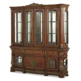 Michael Amini Villa Valencia Lighted China Cabinet Wood/Glass in Brown/Red | 80.5 H x 79 W x 20 D in | Wayfair 72005-06-55