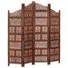 Bungalow Rose 4 Panel Room Divider Folding Privacy Screen for Office Solid Wood Mango Wood in Brown | 64.96 H x 62.99 W in | Wayfair