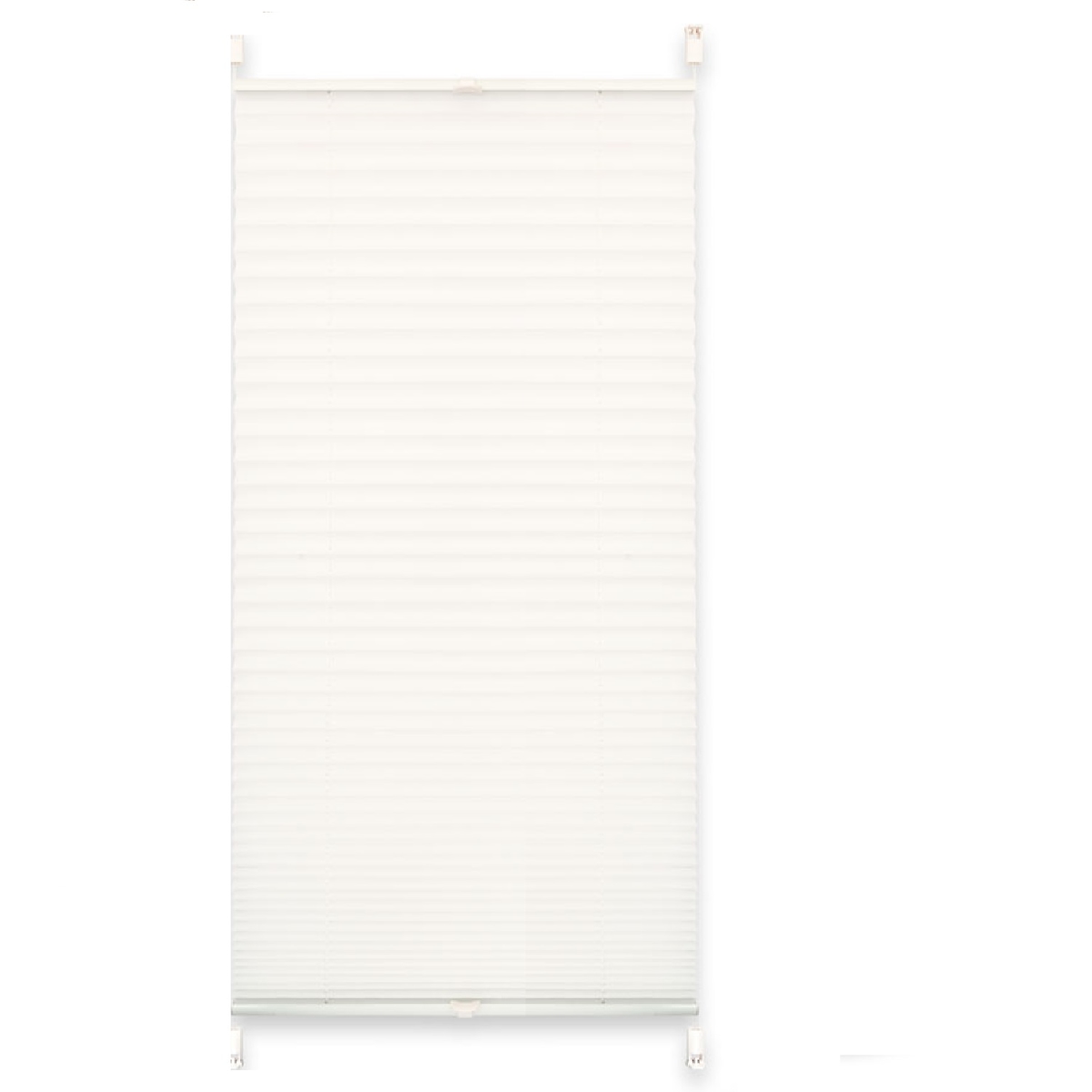 EXKLUSIV HEIMTEXTIL Plissee Verspannt mit Klemmträgern ohne Bohren Faltrollo Fensterrollo Marke 90 x 220 cm weiß crash Image