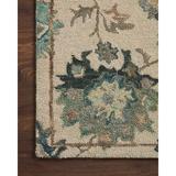 Brown/Green 60 x 60 x 0.5 in Area Rug - Langley Street® Kraker Floral Hand-Knotted Area Rug in Ivory/Green/Brown | 60 H x 60 W x 0.5 D in | Wayfair