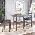 Red Barrel Studio® 2 - Person Counter Height Drop Leaf Dining Set Wood/Upholstered in Brown/Gray | 35.3 H in | Wayfair