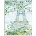 Ophelia & Co. Watercolor Eiffel Tower Painting Soft Green Leaf Trees Wall Plaque, 13 X 19 | 19 H x 13 W x 0.5 D in | Wayfair