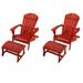 W Unlimited Adirondack Chair w/ Phone & Cup Holder (2 Chairs & 2 Ottoman Set) Wood in Red | 33 H x 28 W x 33 D in | Wayfair CH2OT2X2101RD