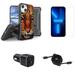 Accessories Bundle for iPhone 13 Mini Case - Heavy Duty Rugged Protector Cover (Tiger) Belt Holster Clip Screen Protectors 30W Dual Car Charger Retractable USB C to Lightning Cable