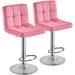 Everly Quinn Swivel Adjustable Height Bar Stool Upholstered/Velvet/Metal in Pink | 17 W x 19.5 D in | Wayfair 8C97CA67AAB844D592F401412AC2F543