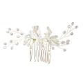 Beaded Flower Shape Headpiece Handmade Bun Decor Metal Hair Pins/Side Comb Small Hair Comb