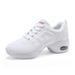 Womens Jazz Shoes Lace-up Sneakers Breathable Mesh Modern Dance Shoes Breathable Air Cushion Split-Sole Outdoor Dancing Shoes Platform Sneakers for Jazz Zumba Ballet Folk white 36