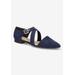 Extra Wide Width Women's Maddie Flats by Bella Vita in Navy (Size 8 WW)