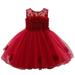 JDEFEG Dress Overalls for Toddler Girls Party Girls Birthday Bridesmaid Floral Wedding Princess Dress Gown Baby Pageant Girls Dress&Skirt 5T Little Girl Dresses Polyester Red 80