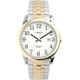 Timex Men's Easy Reader 38mm Perfect Fit Watch Two-Tone Case White Dial with Two-Tone Expansion Band, Two-Tone/White