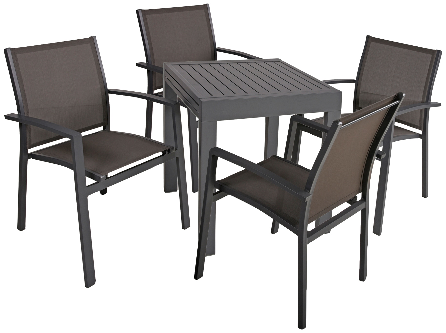 Garten-Essgruppe GARDEN PLEASURE "ELENA", grau (anthrazit, anthrazit, anthrazit), B:165cm H:89cm T:330cm, Aluminium, Kunststoff, Sitzmöbel-Sets, mit ausziehbarem Tisch