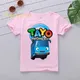 Enfants Tayo le Petit Bus Graphique T-shirts Manches Courtes Rose T-shirt fille vêtements Enfants