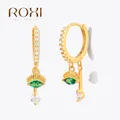 ROGHTS COLORS-Boucles d'oreilles créoles en pierre pour femme argent regardé 925 vert rose yeux