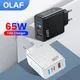 OLAF – chargeur USB type-c 65W QC3.0 adaptateur de Charge rapide pour téléphone portable iPhone
