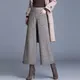 Pantalon capri taille haute en laine à jambes larges pour femmes pantalon décontracté vintage