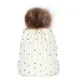 Bonnet en fausse laine avec pompons pour bébé Skullies en diamant pour filles et garçons casquette