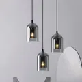 Lampe LED Suspendue en Verre Gris au Design Nordique Moderne Luminaire Décoratif d'Nik Idéal pour