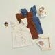 Ensemble de vêtements d'automne pour filles de 1 à 3 ans jupe à bretelles à col carré en velours
