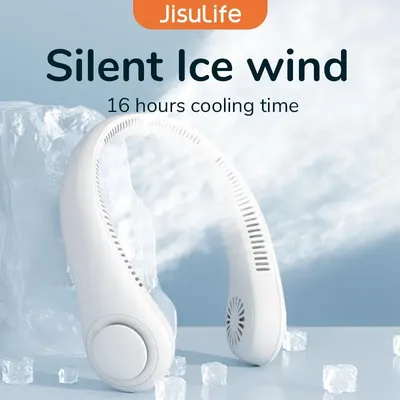JISULIFE-Ventilateur de cou portable 78 sorties d'air refroidissement du vent 4000 mAh recharge
